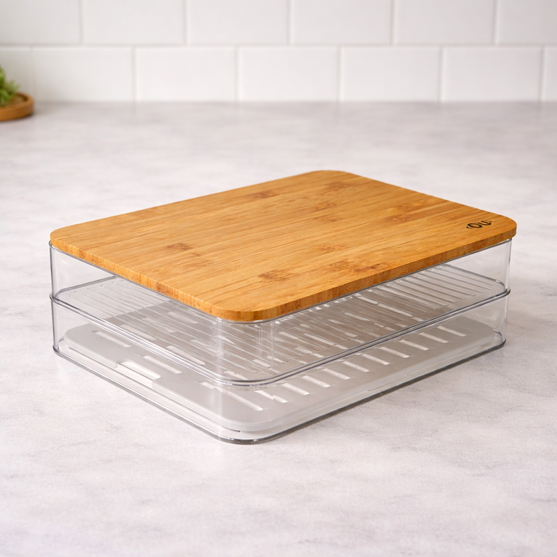 Porta Frios Clear com Tampa de Bambu