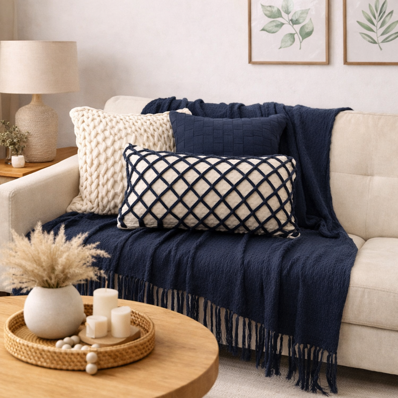 Kit Almofada e Manta Boho Chic