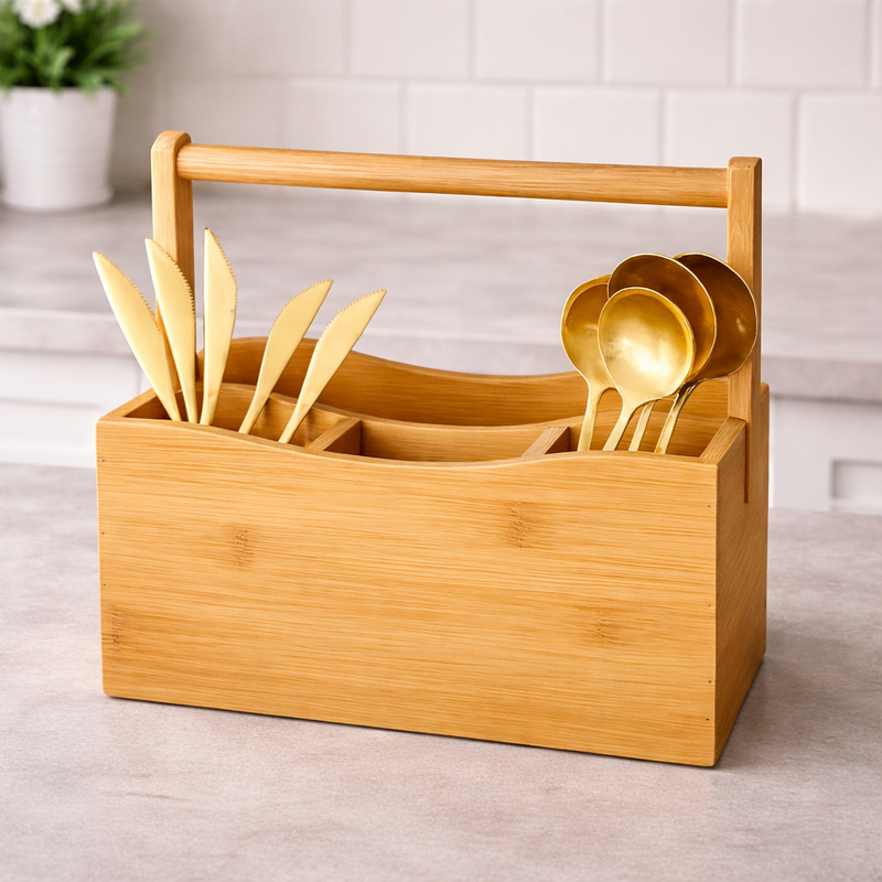 Porta Talheres Bambu com Alça