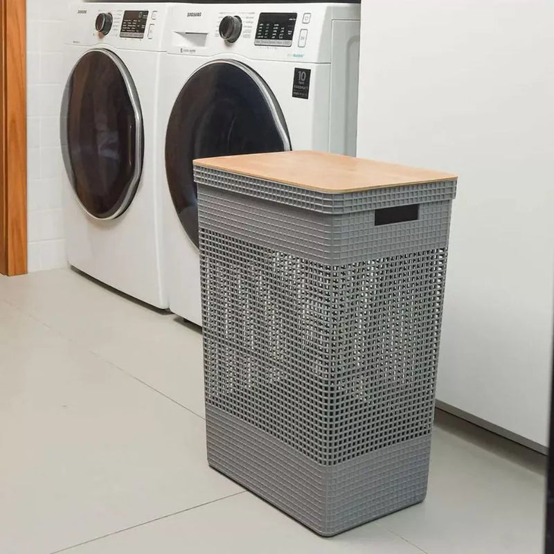 Cesto Roupa Suja 49L | Tampa Bambu