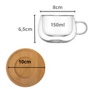 Kit 2 Xícaras Vidro Duplo com Bambu